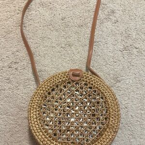 Kaari Blue Tan Woven Shoulder Bag